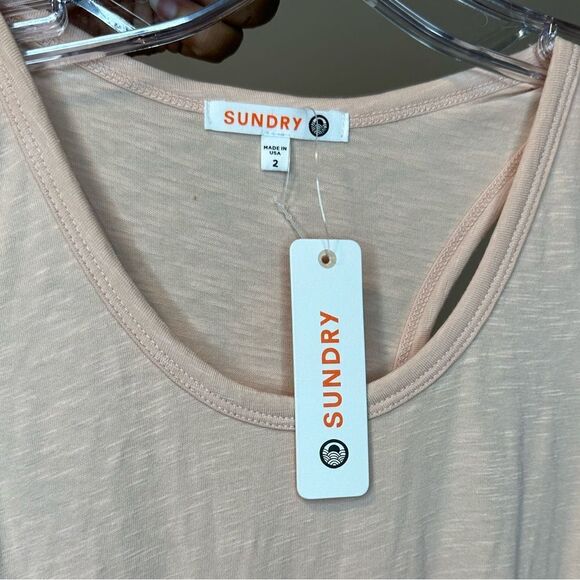 SUNDRY SLEEVELESS SUNDRESS RUCHED DRESS Sz 2 NWT RacerBack - Picture 5 of 5